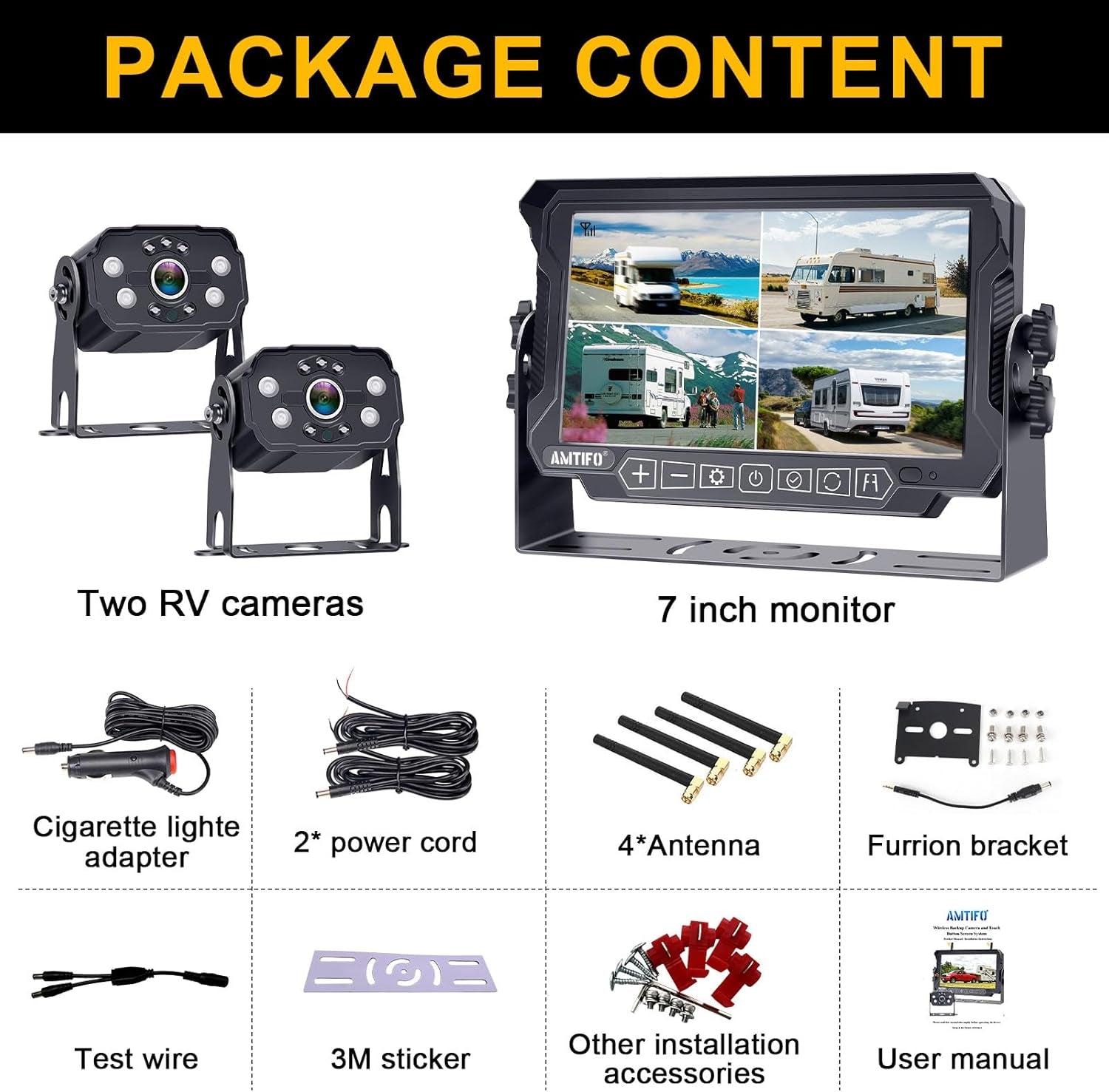 Upgrade Your RV Experience with Our Dual Wireless Backup Camera! 🚐✨ Easy Plug & Play for Furrion - 7" 4 Split Screen & Stable Signal! Perfect for Trailers & Motorhomes! 📸🔧