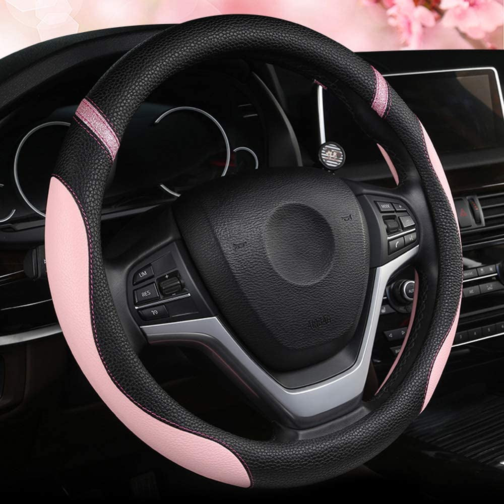 Upgrade Your Ride with a Stylish Pink Leather Steering Wheel Cover – Perfect for Women! 💖🚗 #CarStyle #WomenDrivers