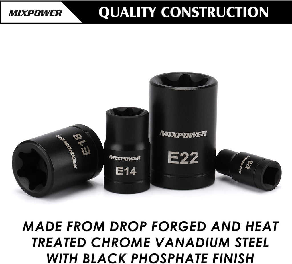 Unlock your DIY potential with the MIXPOWER 32PCS Torx Bit Socket Set! Perfect for tackling any project with 14 star bits & 13 E-Torx sockets made from durable CR-V & S2 alloy steel. #ToolTime #DIY #HomeImprovement