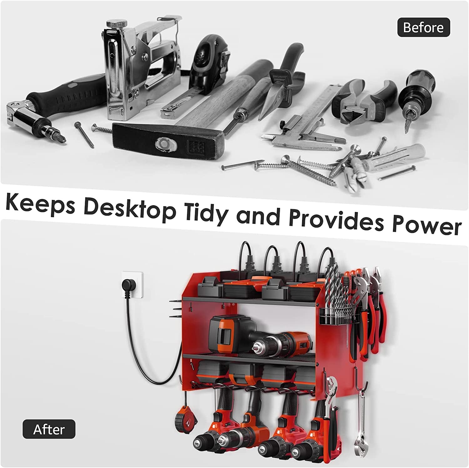Transform your garage with the CCCEI Modular Power Tool Organizer! 🚀 Perfect for storing 4 drills, screwdrivers, and drill bits—plus a built-in charging station with 8 outlets! ⚡🛠️ #GarageGoals #ToolOrganization
