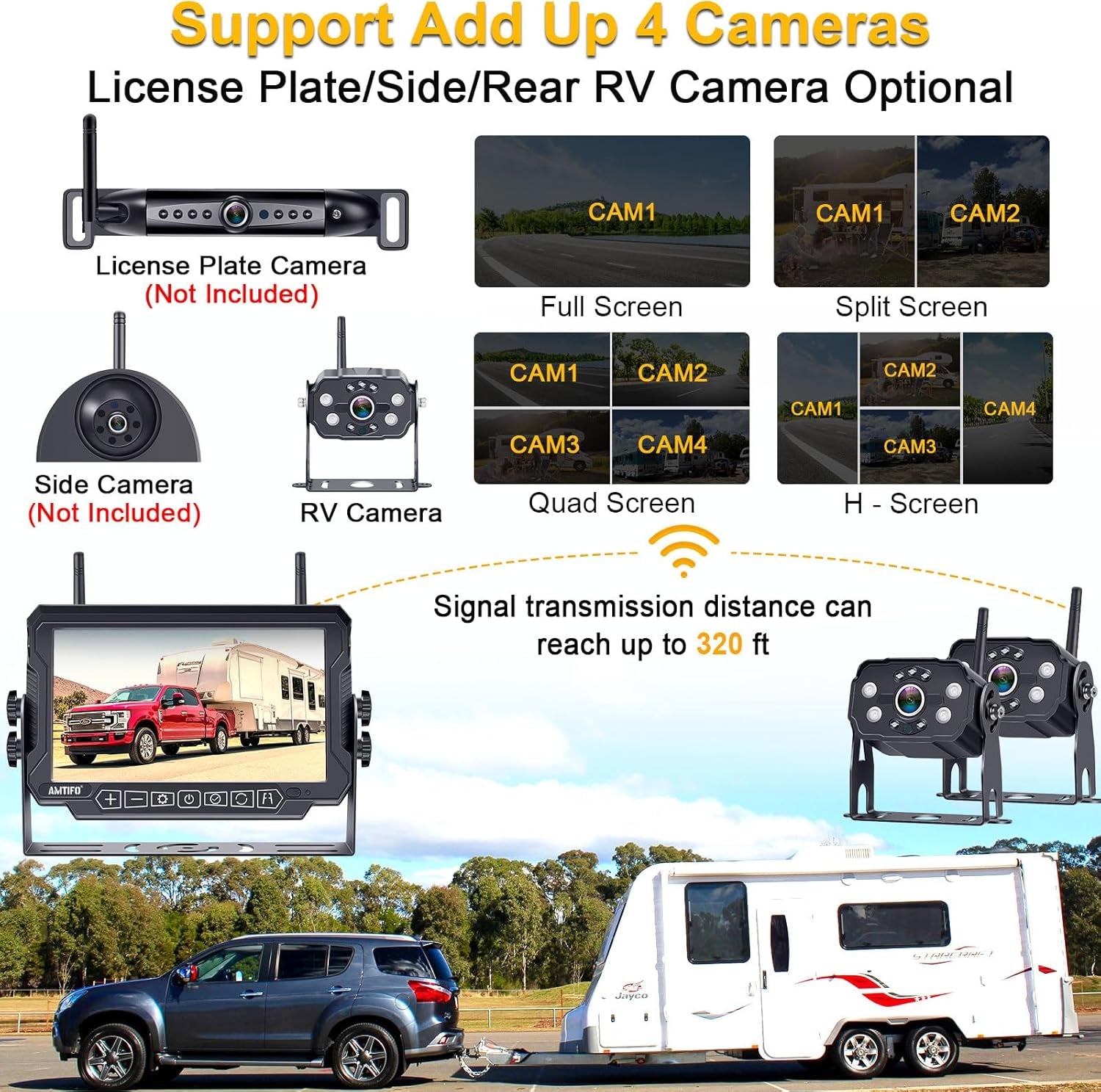 Upgrade Your RV Experience with Our Dual Wireless Backup Camera! 🚐✨ Easy Plug & Play for Furrion - 7" 4 Split Screen & Stable Signal! Perfect for Trailers & Motorhomes! 📸🔧