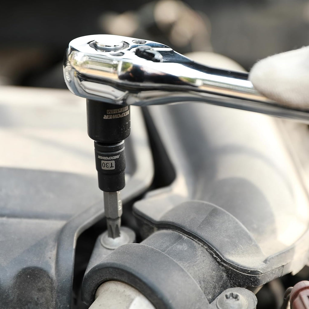 Unlock your DIY potential with the MIXPOWER 32PCS Torx Bit Socket Set! Perfect for tackling any project with 14 star bits & 13 E-Torx sockets made from durable CR-V & S2 alloy steel. #ToolTime #DIY #HomeImprovement