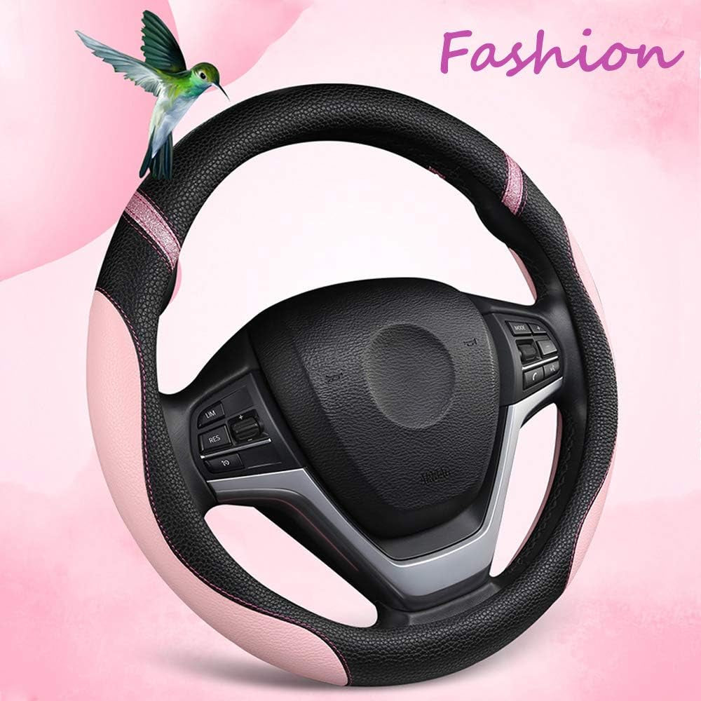 Upgrade Your Ride with a Stylish Pink Leather Steering Wheel Cover – Perfect for Women! 💖🚗 #CarStyle #WomenDrivers