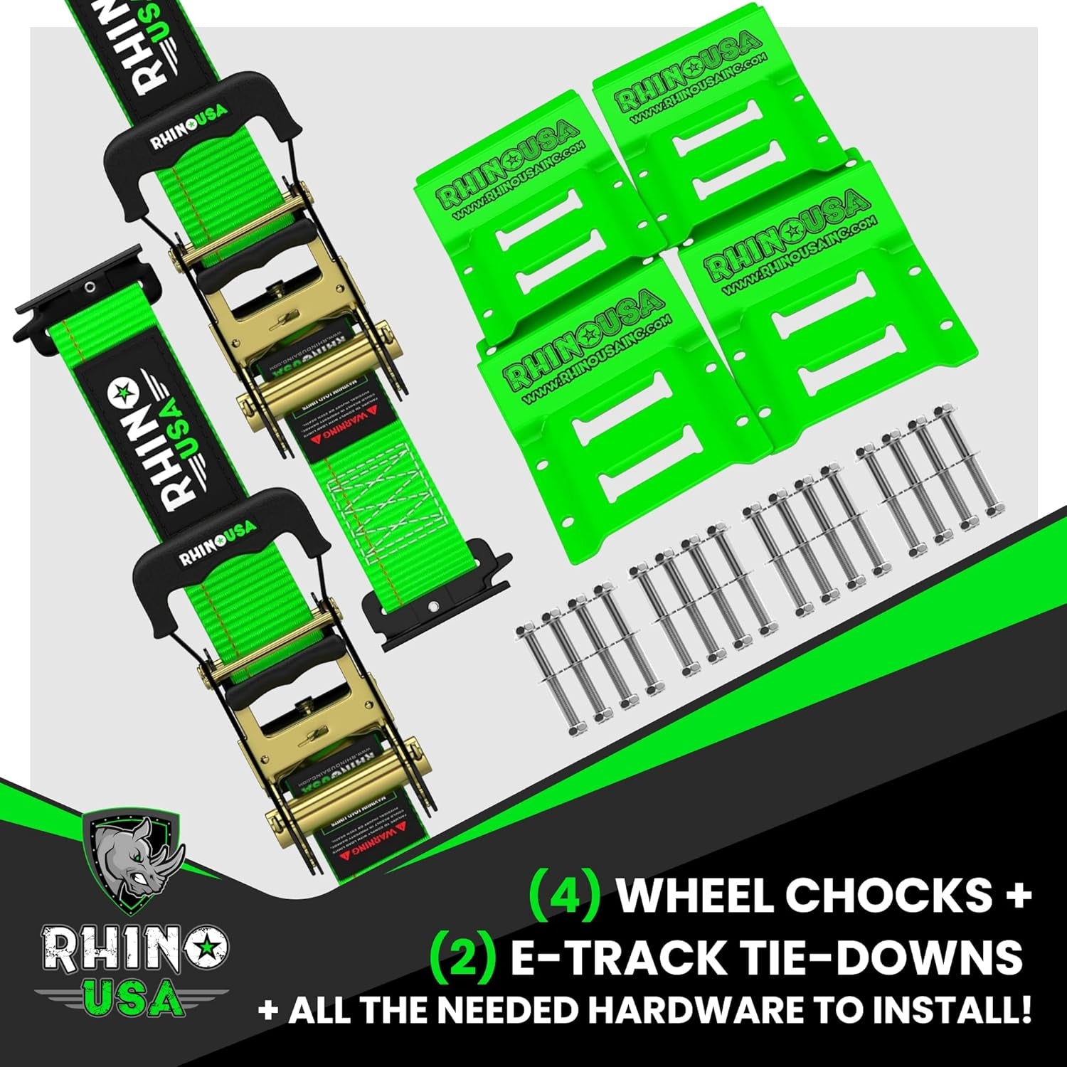 Secure Your Ride with Rhino USA's Heavy-Duty Wheel Chock & Tie Down Kit! 🚜💪 Perfect for ATVs, UTVs, Lawn Mowers & More! #TrailerSafety #AdventureReady