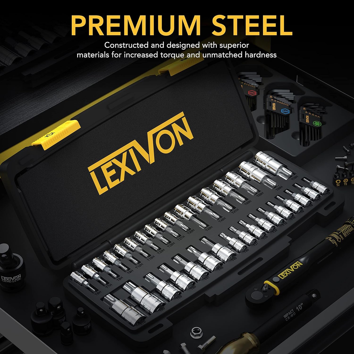 Unlock your DIY potential with the LEXIVON 34-Piece Master TORX Bit Socket Set! 💪🔧 Premium S2 Alloy Steel for unmatched durability + enhanced storage case included! Perfect for any project! #ToolTime #DIYGoals