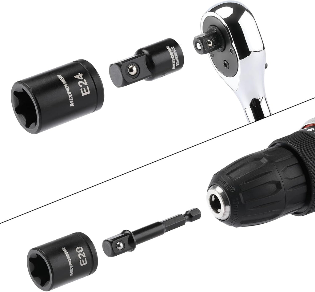 Unlock your DIY potential with the MIXPOWER 32PCS Torx Bit Socket Set! Perfect for tackling any project with 14 star bits & 13 E-Torx sockets made from durable CR-V & S2 alloy steel. #ToolTime #DIY #HomeImprovement