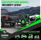 Secure Your Ride with Rhino USA's Heavy-Duty Wheel Chock & Tie Down Kit! 🚜💪 Perfect for ATVs, UTVs, Lawn Mowers & More! #TrailerSafety #AdventureReady