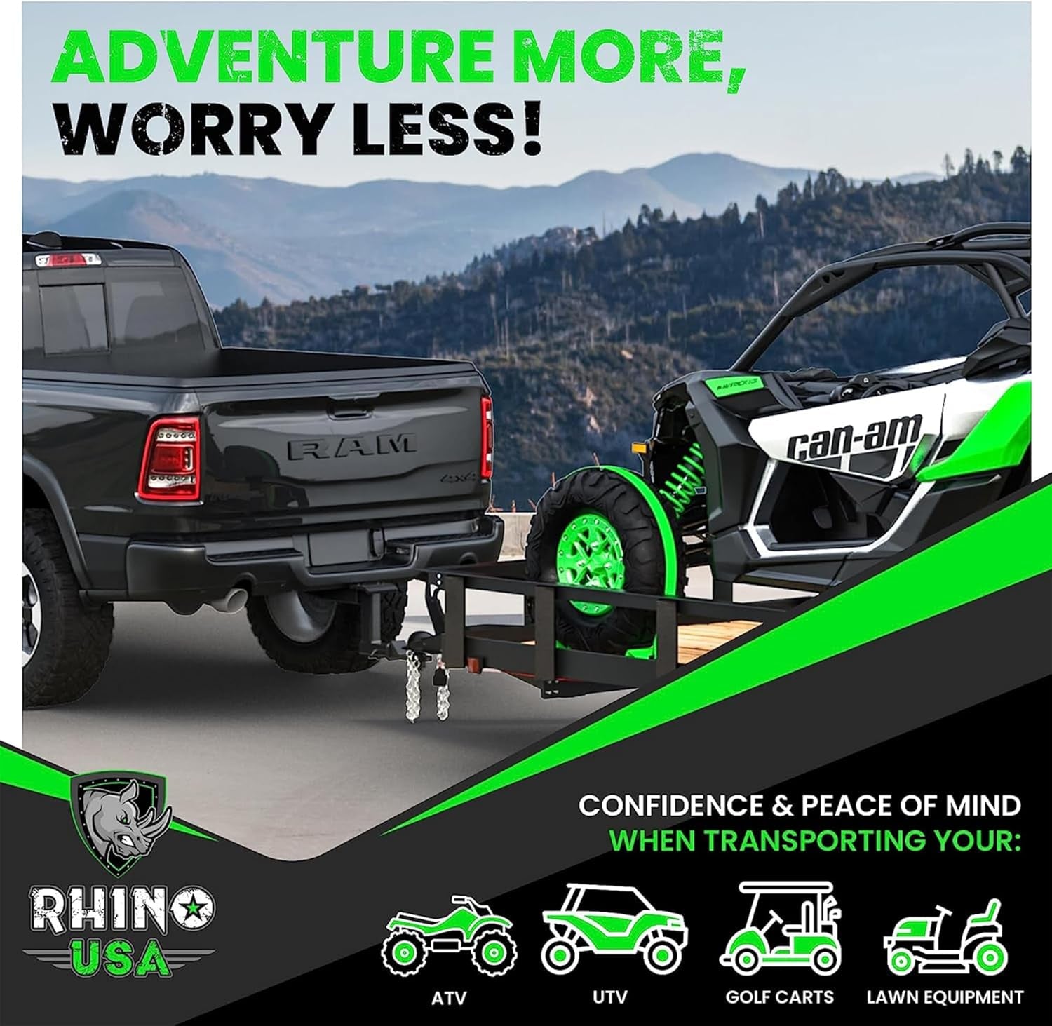 Secure Your Ride with Rhino USA's Heavy-Duty Wheel Chock & Tie Down Kit! 🚜💪 Perfect for ATVs, UTVs, Lawn Mowers & More! #TrailerSafety #AdventureReady
