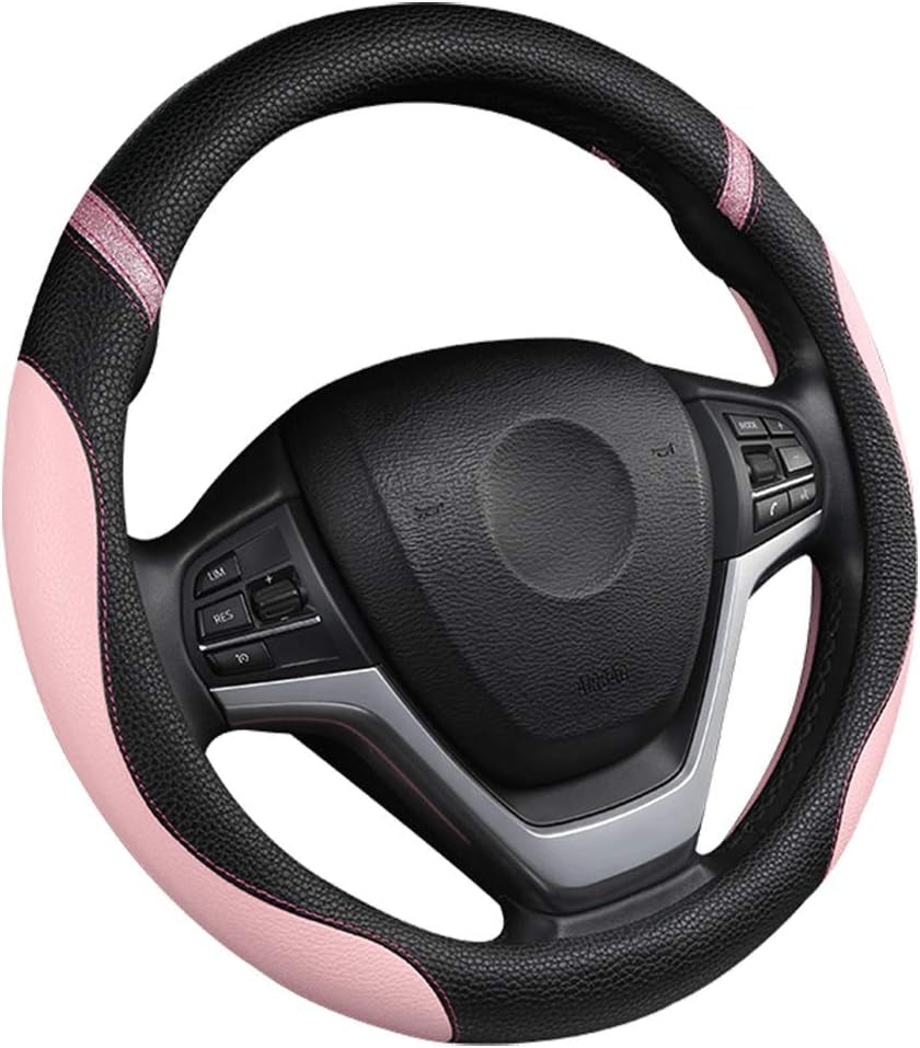 Upgrade Your Ride with a Stylish Pink Leather Steering Wheel Cover – Perfect for Women! 💖🚗 #CarStyle #WomenDrivers